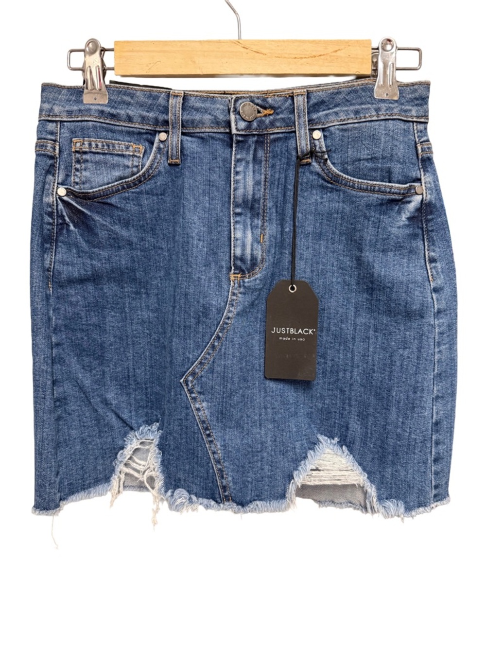 Just BlackWomen’s Small Blue Distressed Denim Mini Skirt rocker punk western